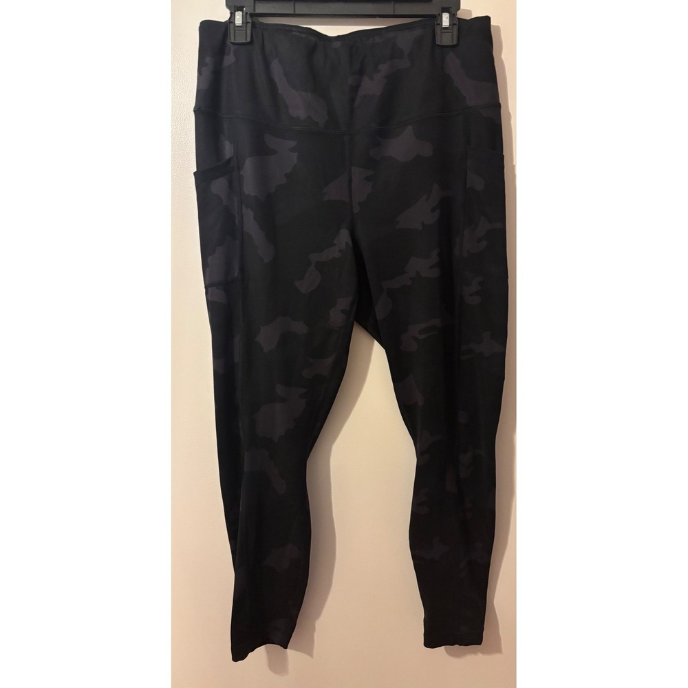 YOGALICIOUS LUX Womens Camo Print Leggings Pockets Athletic‎ Workout 1X Preowned